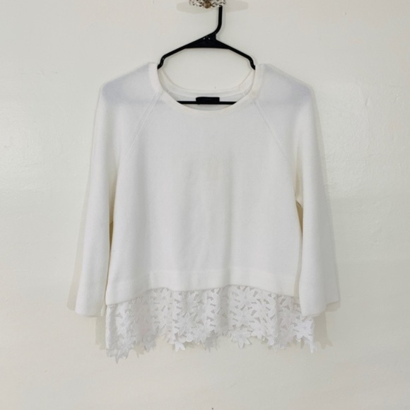 J. Crew Tops - J Crew White Lace Layer Knit Top​ Women’s size small